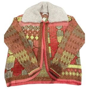 Anthropologie Cardigan Sweater Faux Fur Collar Honey SZ XL NWT